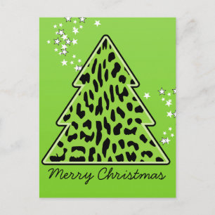 Leopard cheetah Weihnachtsbaum Postcard Feiertagspostkarte