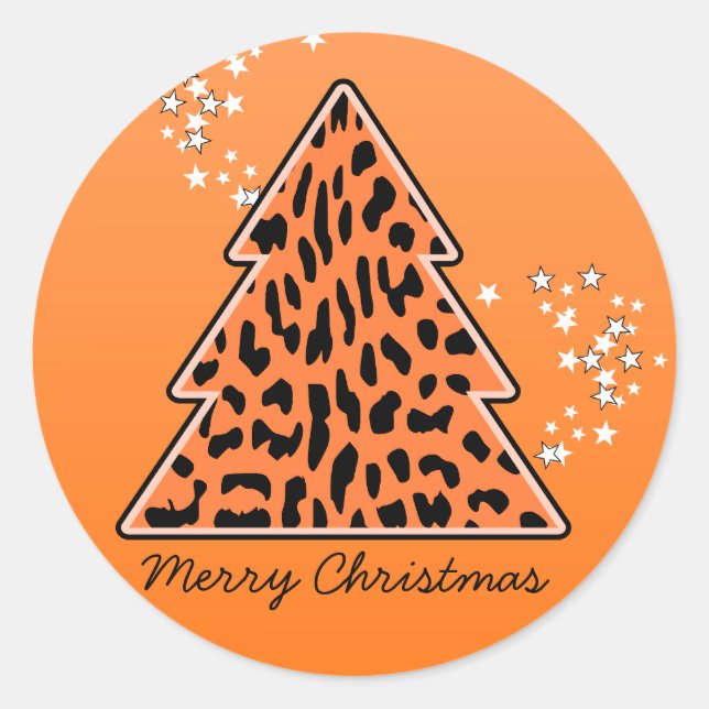 Leopard cheetah Weihnachtsbaum Sticker (Vorderseite)