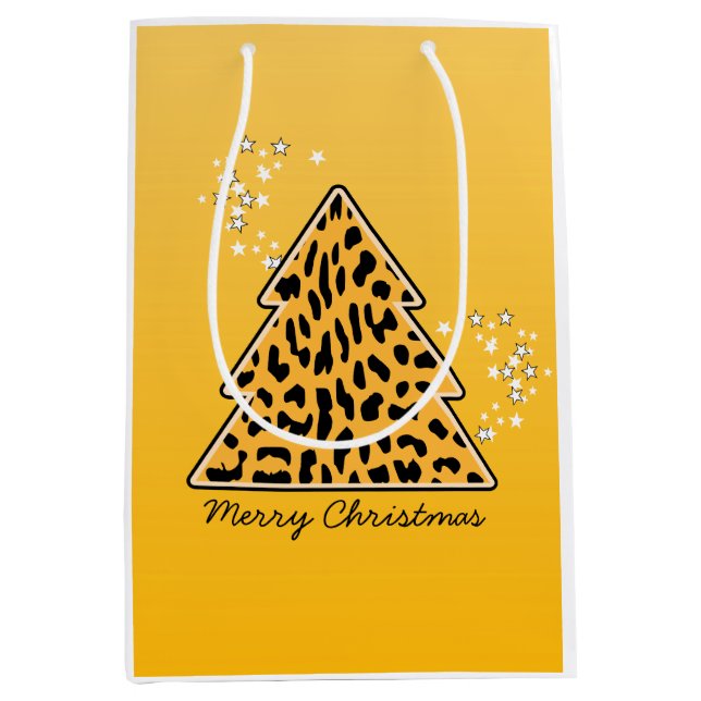 Leopard cheetah Weihnachtsbaum Sticker Mittlere Geschenktüte (Vorderseite)