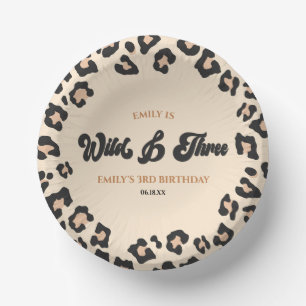 Leopard Cheetah Wild & Three 3. Geburtstags-Party Pappteller