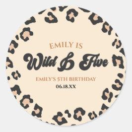 Leopard Cheetah Wild und 5. Geburtstagsparty Runder Aufkleber