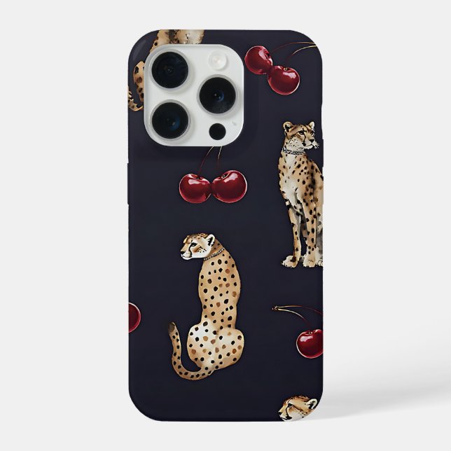 Leopard Cherry Phone Case iPhone Hülle (Rückseite)