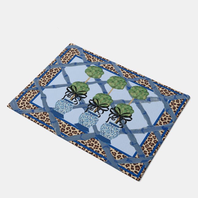 Leopard Chinoiserie Ginger Jar jars Doormat Rug Fußmatte (Schrägansicht)