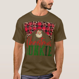 Leopard Christmas Junkie Santa Claus Merry Christm T-Shirt
