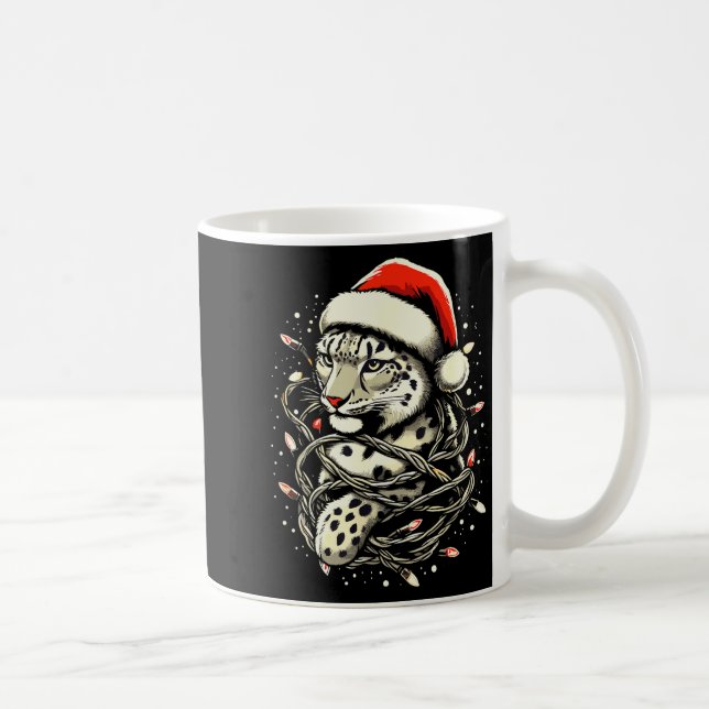 Leopard Christmas Santa Hat Christmas Lights Women Kaffeetasse (Rechts)