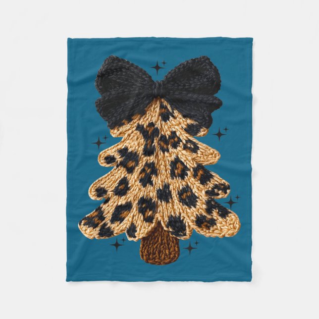 Leopard Christmas Tree,christmas Coquette Bow Yarn Fleecedecke (Vorderseite)