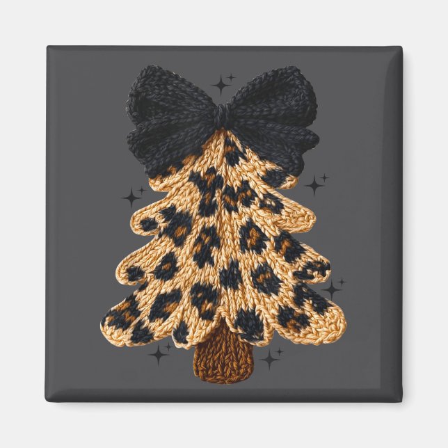 Leopard Christmas Tree,christmas Coquette Bow Yarn Magnet (Vorne)