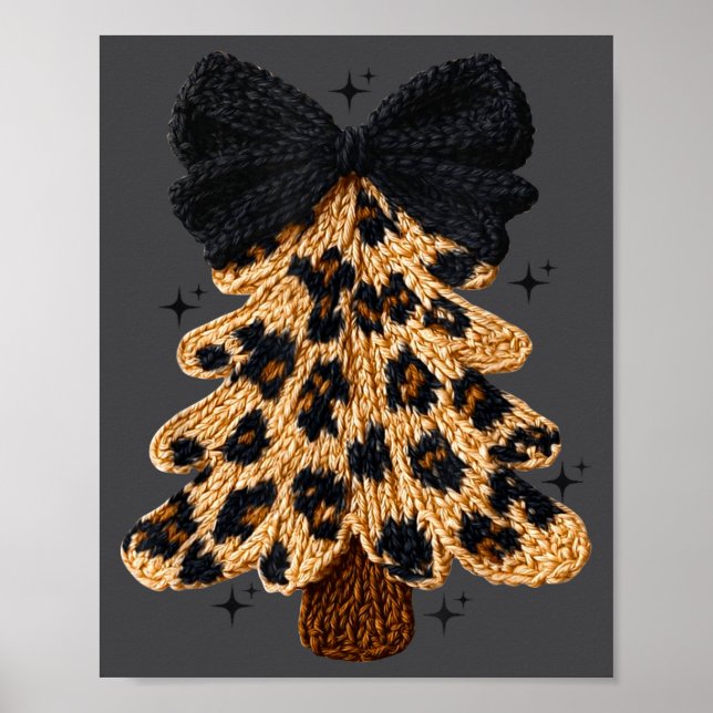 Leopard Christmas Tree,christmas Coquette Bow Yarn Poster (Vorne)