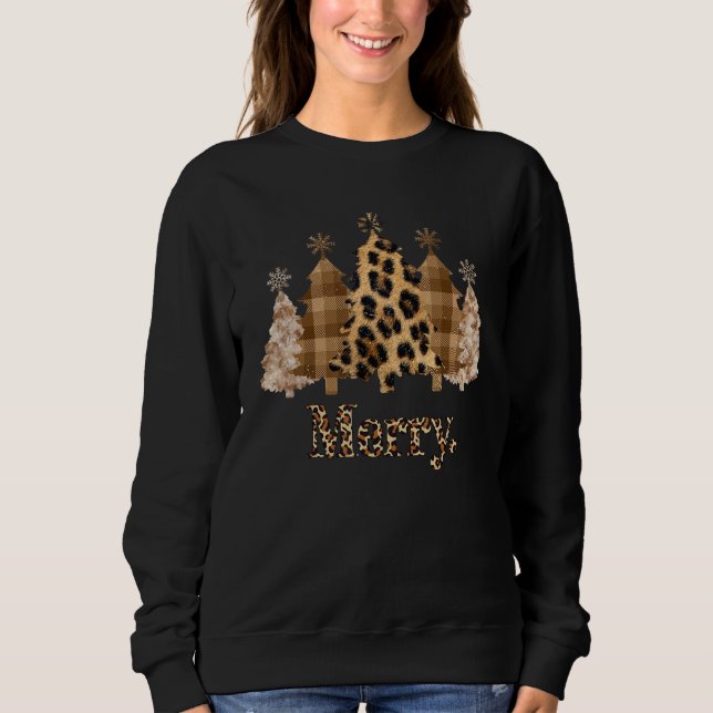 Leopard Christmas Tree Winter Holiday Merry Christ Sweatshirt (Vorderseite)