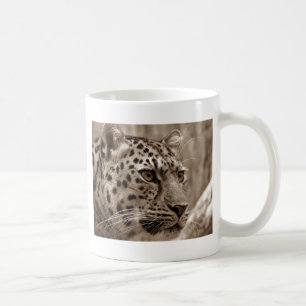 Leopard Closeup Sepia HD Foto Kaffeetasse