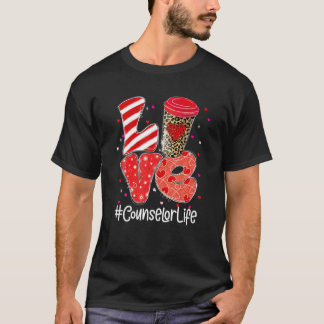 Leopard Coffee Liebe Counselor Life Valentinstag T-Shirt