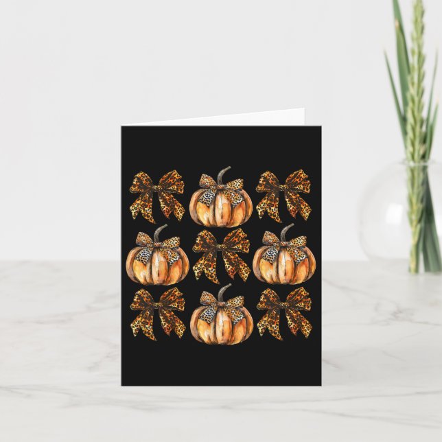 Leopard Coquette Bow Pumpkin Erntedank Herbst F Karte (Vorderseite)