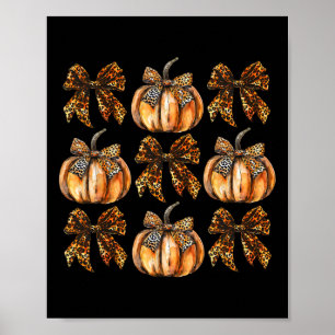 Leopard Coquette Bow Pumpkin Erntedank Herbst F Poster