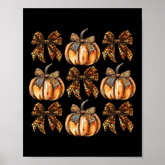 Leopard Coquette Bow Pumpkin Erntedank Herbst F Poster (Vorne)