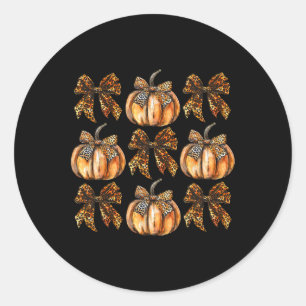 Leopard Coquette Bow Pumpkin Erntedank Herbst F Runder Aufkleber