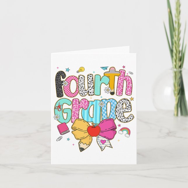 Leopard Coquette, niedlicher Preppy Fourth Grade T Karte (Vorderseite)