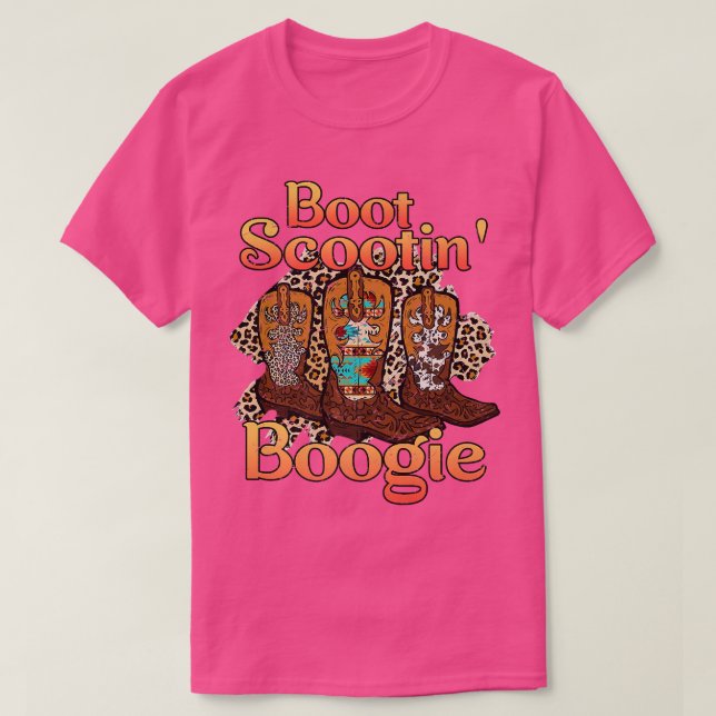 Leopard Cowboy Boots Scooting Boogie Western Count T-Shirt (Design vorne)