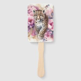 Leopard Cub & Rose Hand Fan Fächer