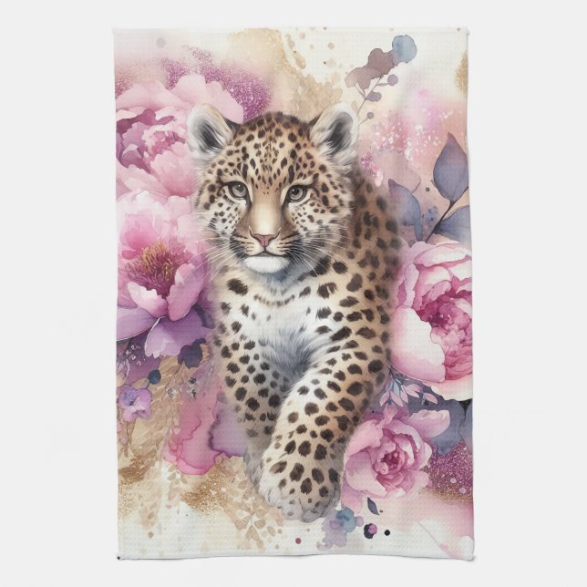 Leopard Cub & Rose Küchentücher (Vertikal)