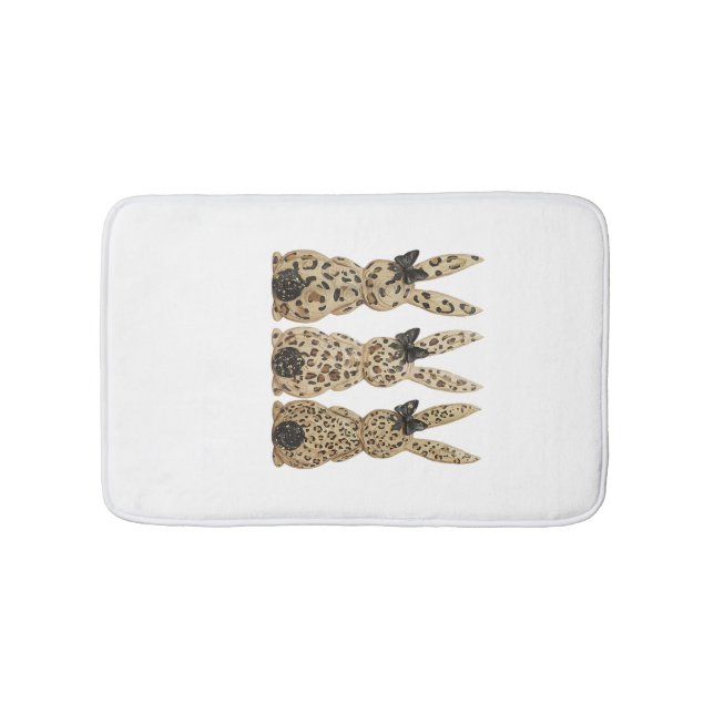 Leopard Cute Bunny Bow Funny Christian Easter Day  Badematte (Vorderseite)