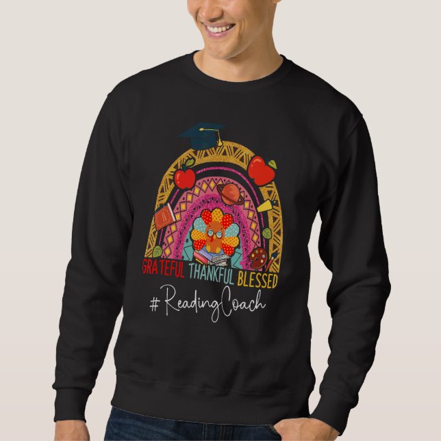 Leopard Dankbarkeit dankbar Reading Coach Rainbow Sweatshirt (Vorderseite)