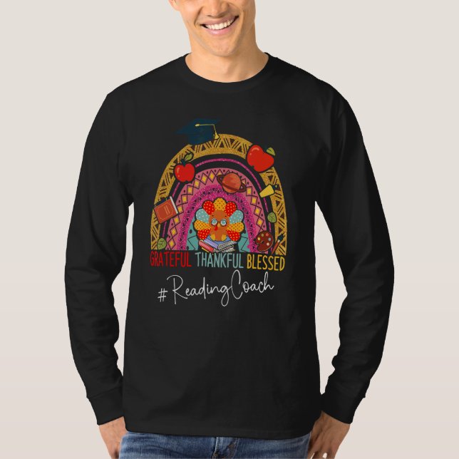 Leopard Dankbarkeit dankbar Reading Coach Rainbow T-Shirt (Vorderseite)