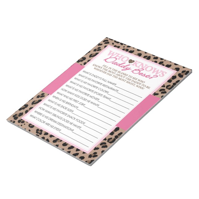 Leopard, der Daddy Best Baby Shower Game Pack kenn Notizblock (angewinkelt)