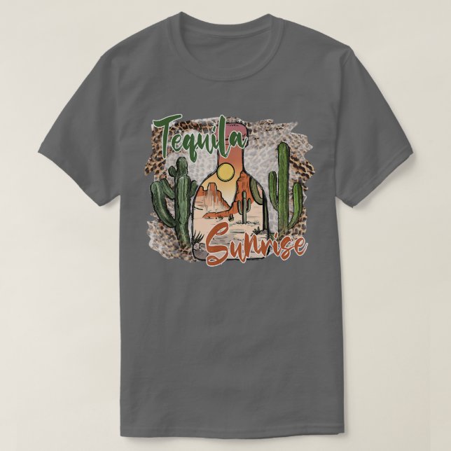 Leopard Desert Cactus Tequila Sunrise Western Coun T-Shirt (Design vorne)