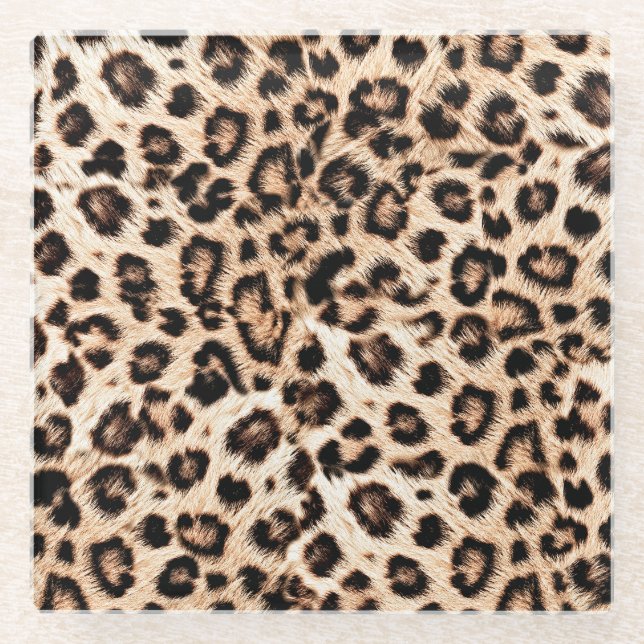 Leopard Design Pattern: Wilde Eleganz. Glasuntersetzer (Vorderseite)