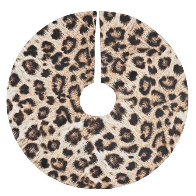Leopard Design Pattern: Wilde Eleganz. Polyester Weihnachtsbaumdecke (Vorderseite)