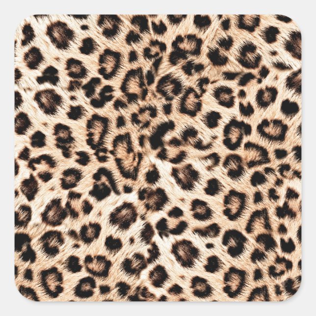 Leopard Design Pattern: Wilde Eleganz. Quadratischer Aufkleber (Vorderseite)