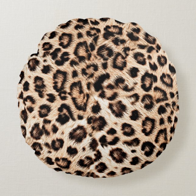 Leopard Design Pattern: Wilde Eleganz. Rundes Kissen (Vorderseite)