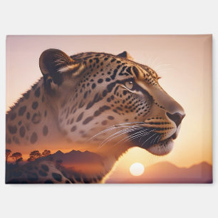 Leopard Doppelexposition Tierart Wildnis Magnet