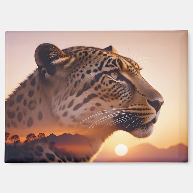 Leopard Doppelexposition Tierart Wildnis Magnet (Vorderseite)