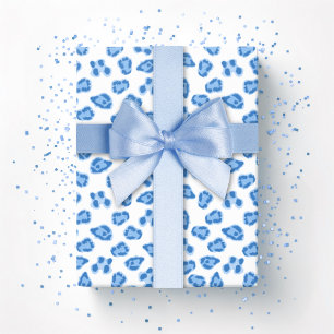 Leopard Dot in Blauem Porzellan Geschenkpapier