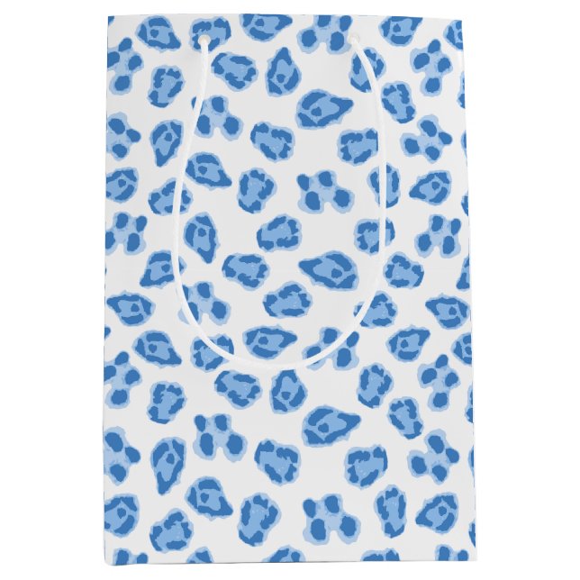 Leopard Dot in Blauem Porzellan Mittlere Geschenktüte (Vorderseite)