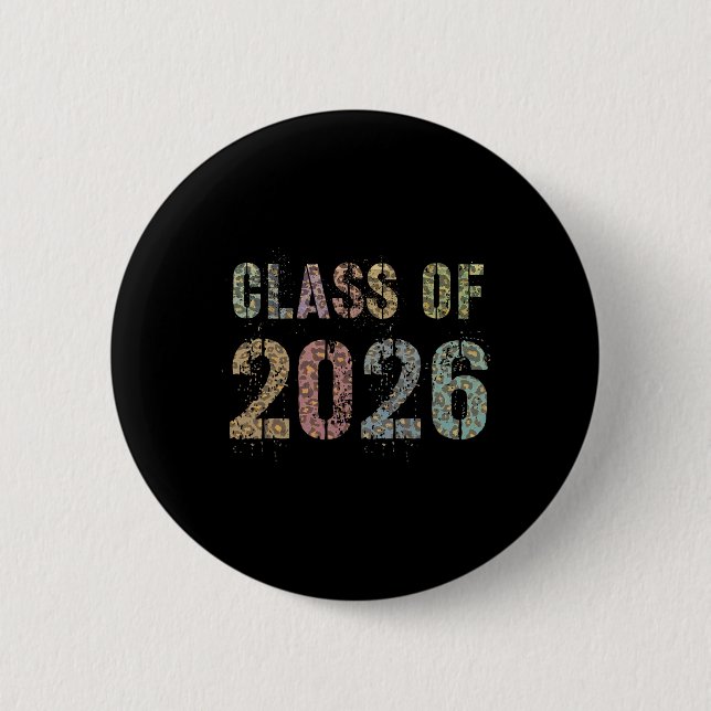 Leopard-Druck Abitur 2026 Zukünftige Abschluss Abs Button (Vorderseite)