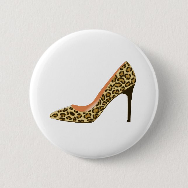 Leopard-Druck-Absatz-Schuh Button (Vorderseite)