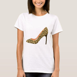 Leopard-Druck-Absatz-Schuh T-Shirt