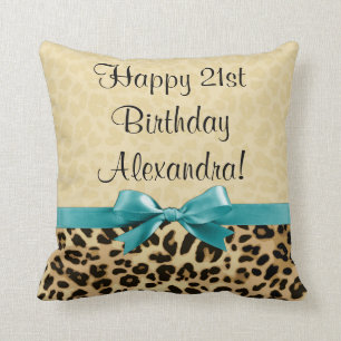 Leopard-Druck-Aqua-der Geburtstag der blauen Kissen