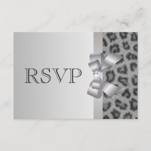Leopard-Druck, Bogen u. Diamant UAWG Wedding RSVP Karte