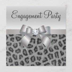 Leopard-Druck, Bogen u. Diamant-Verlobungs-Party Einladung