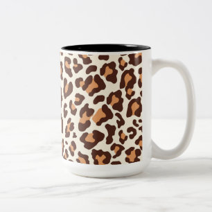 Leopard-Druck Brown, TAN, Creme Zweifarbige Tasse