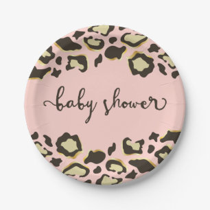 Leopard-Druck   erröten Babyparty des Rosa-  Pappteller