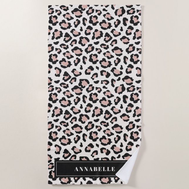 Leopard Druck erste Typografie blau modern Strandtuch (Vorderseite)