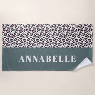 Leopard Druck erste Typografie rosa mädchenhaft mo Strandtuch
