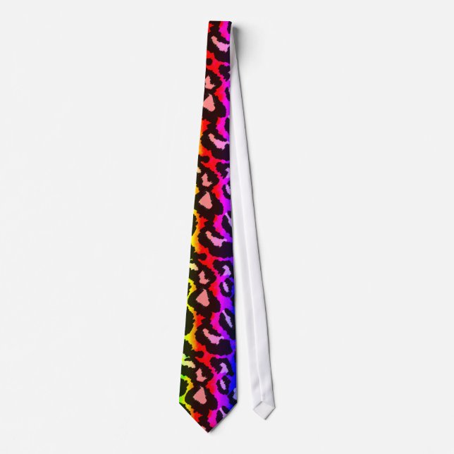 Leopard-Druck-Funky bunte Regenbogen-Krawatte Krawatte (Vorderseite)