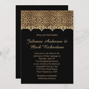 Leopard-Druck-Golddiamanten Bling Hochzeit Einladung