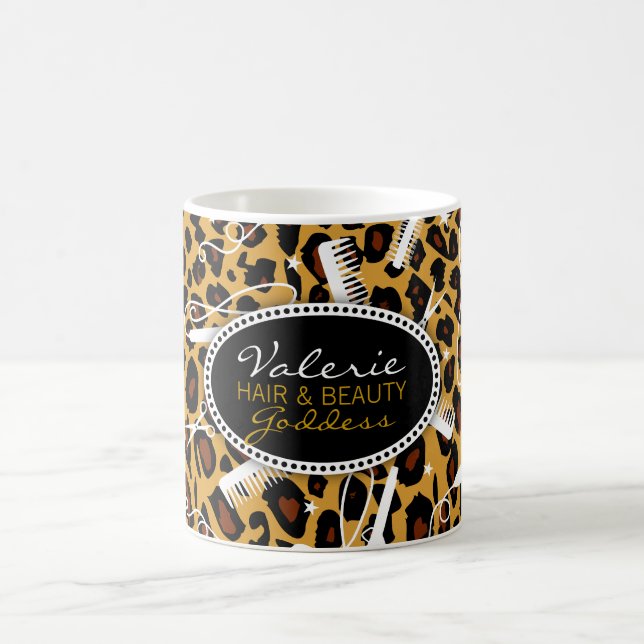 Leopard-Druck-Haar u. Schönheit Kaffeetasse (Mittel)