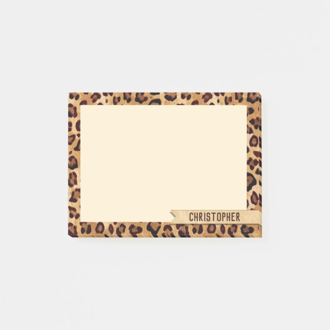 Leopard-Druck Ihren Namen hinzufügen Kleinere Post-it Klebezettel (Vorderseite)